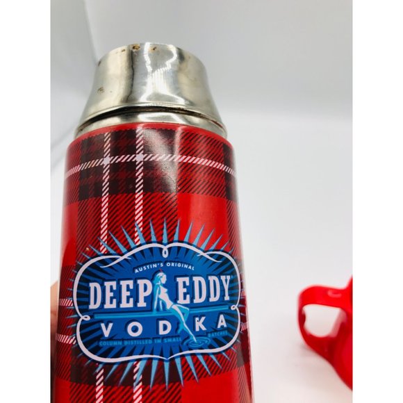 Austin’s original Deep Eddy Vodka red plaid 8 oz. thermos bottle with cup. - Picture 8 of 13